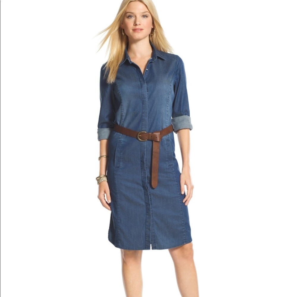 NWT Chico’s Chic Denim Shirt Dress‎ Indigo Size 0